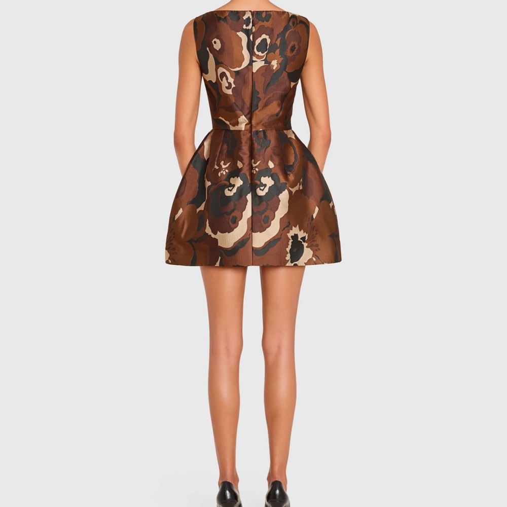 Amanda Uprichard Brown Floral Jacquard Mini Dress - Picture 2 of 10